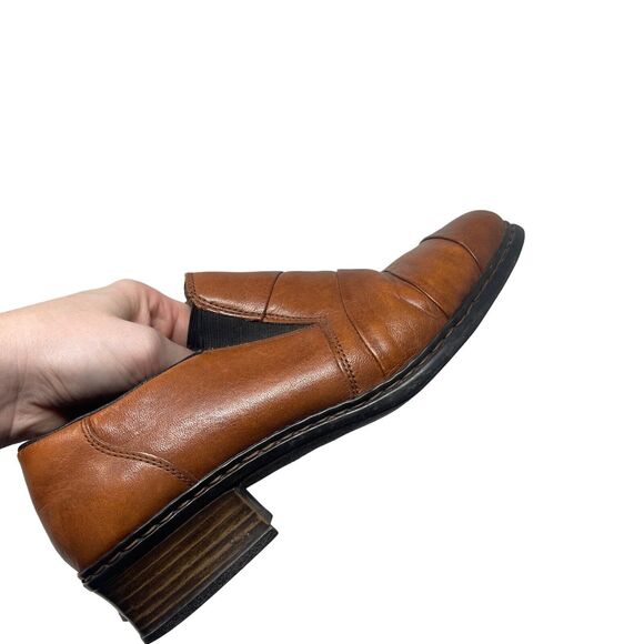 Rieker Brown Leather Slip On Ruched Loafers Slip On Comfort Career Womens 5.5 - Picture 7 of 8